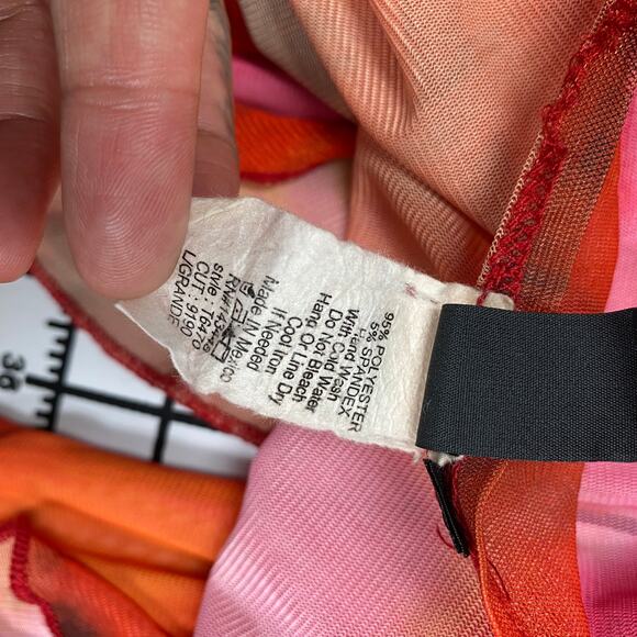 Vintage Windsor Womens Size L Printed Mesh Tie Front Ruffle Y2K Cardigan - Picture 8 of 9